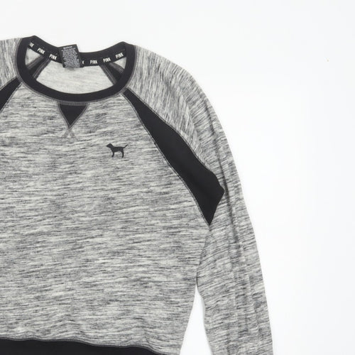 PINK Victoria's Secret Women Grey S Raglan Jersey Sweatshirt Top