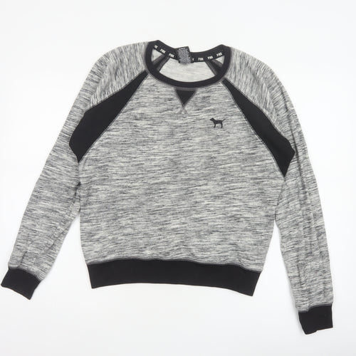 PINK Victoria's Secret Women Grey S Raglan Jersey Sweatshirt Top
