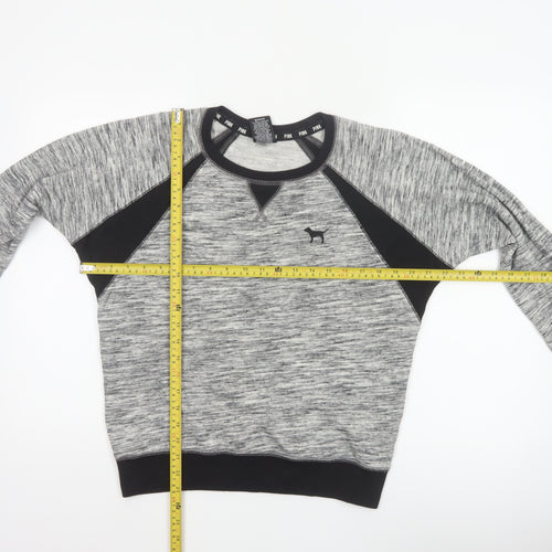 PINK Victoria's Secret Women Grey S Raglan Jersey Sweatshirt Top
