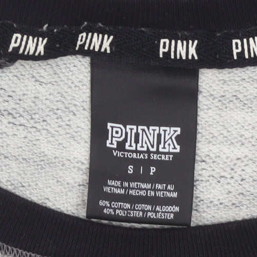 PINK Victoria's Secret Women Grey S Raglan Jersey Sweatshirt Top