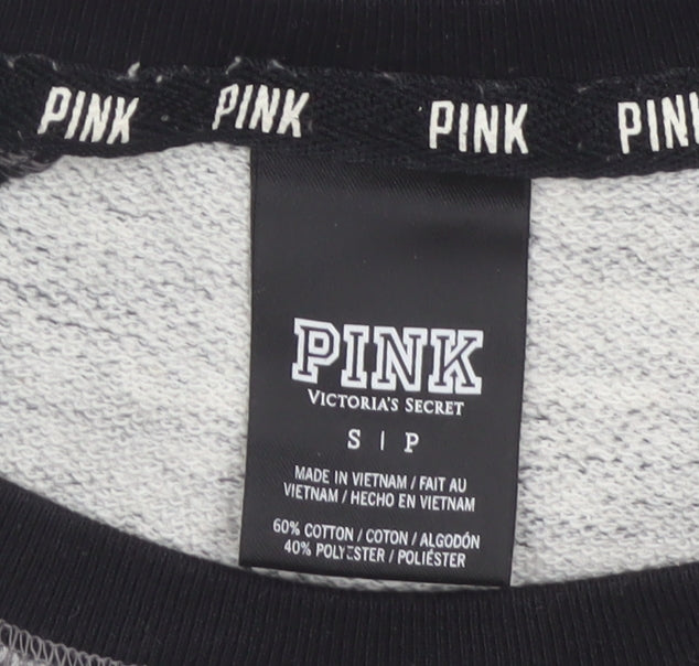 PINK Victoria's Secret Women Grey S Raglan Jersey Sweatshirt Top