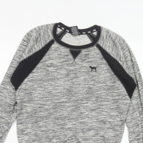 PINK Victoria's Secret Women Grey S Raglan Jersey Sweatshirt Top