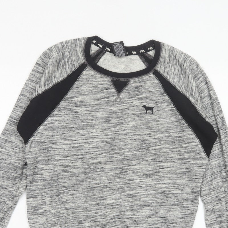 PINK Victoria's Secret Women Grey S Raglan Jersey Sweatshirt Top