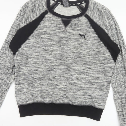 PINK Victoria's Secret Women Grey S Raglan Jersey Sweatshirt Top