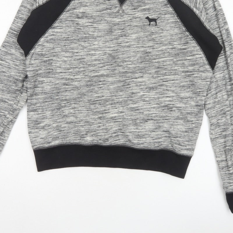 PINK Victoria's Secret Women Grey S Raglan Jersey Sweatshirt Top