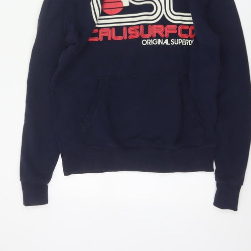 Superdry Men’s Blue S Pullover Hoodie Logo Graphic Fleece