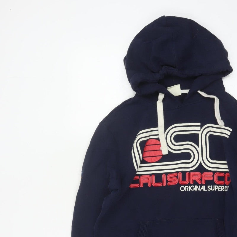 Superdry Men’s Blue S Pullover Hoodie Logo Graphic Fleece