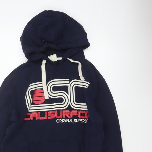 Superdry Men’s Blue S Pullover Hoodie Logo Graphic Fleece