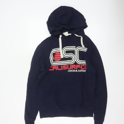 Superdry Men’s Blue S Pullover Hoodie Logo Graphic Fleece
