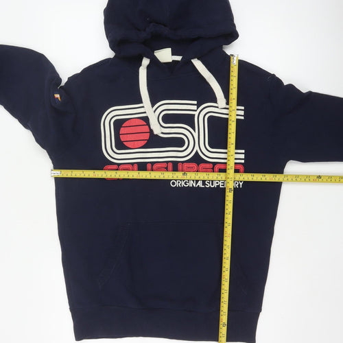 Superdry Men’s Blue S Pullover Hoodie Logo Graphic Fleece