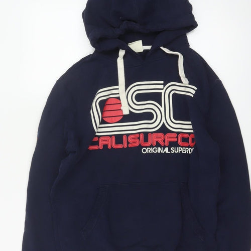 Superdry Men’s Blue S Pullover Hoodie Logo Graphic Fleece