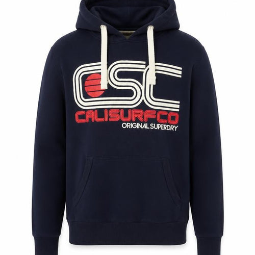 Superdry Men’s Blue S Pullover Hoodie Logo Graphic Fleece