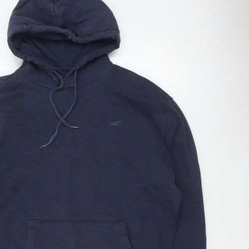 Hollister Men Blue L Pullover Hoodie Logo Pocket