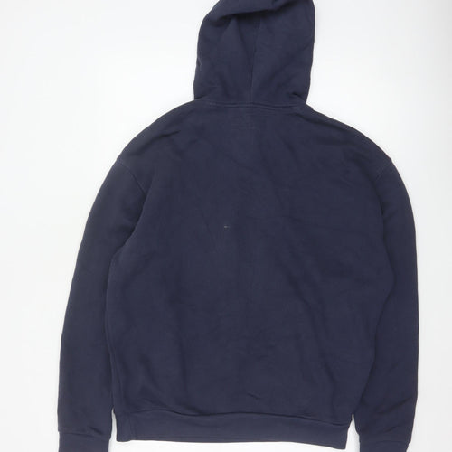 Hollister Men Blue L Pullover Hoodie Logo Pocket
