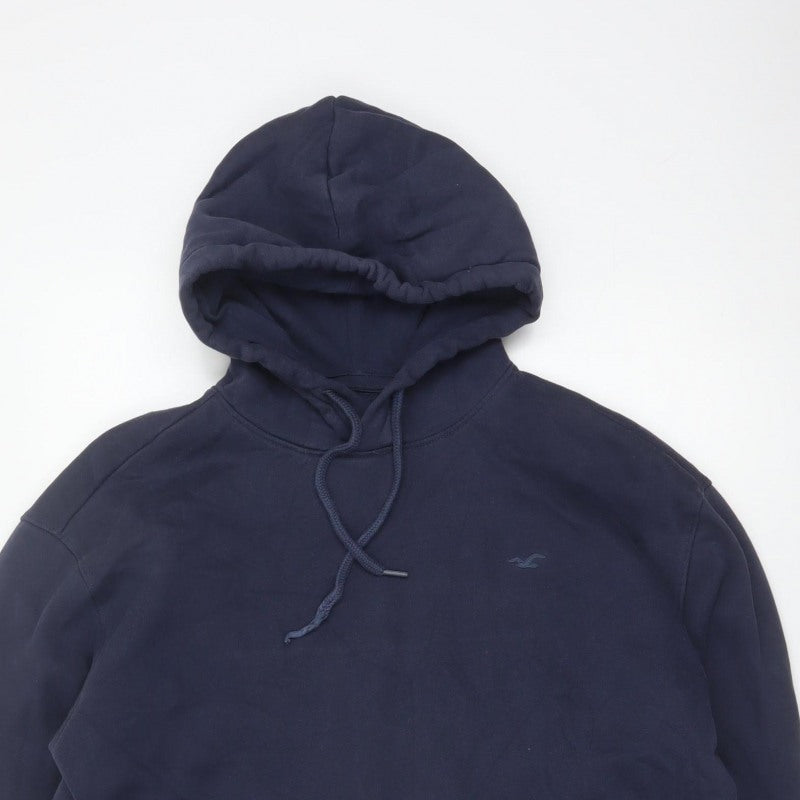 Hollister Men Blue L Pullover Hoodie Logo Pocket