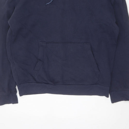 Hollister Men Blue L Pullover Hoodie Logo Pocket