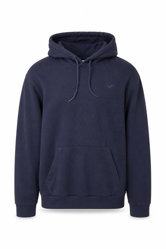 Hollister Men Blue L Pullover Hoodie Logo Pocket