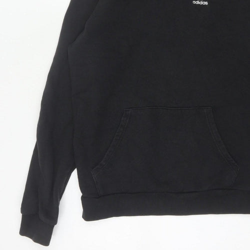 adidas Men’s Black M Pullover Hoodie Trefoil Logo Pockets