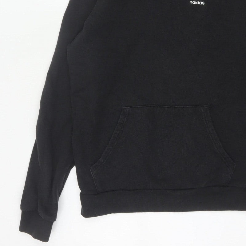 adidas Men’s Black M Pullover Hoodie Trefoil Logo Pockets