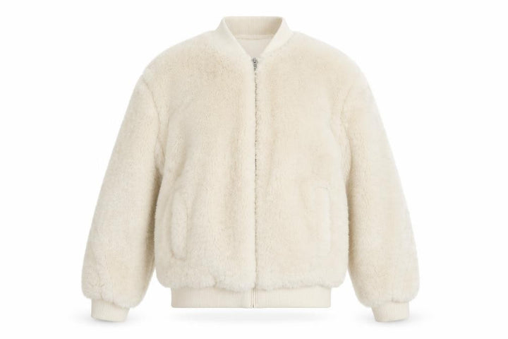 Marks and Spencer Women's Ivory Size 6 Faux Fur Bomber Jacket