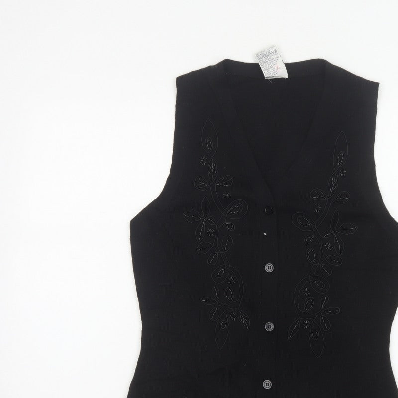 Additional view of Alexon Women Black S Petite Wool Blend Floral Knit Button Vest
