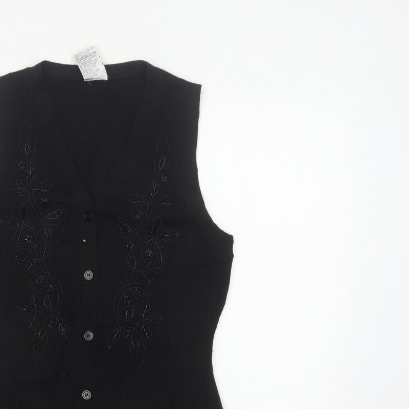 Additional view of Alexon Women Black S Petite Wool Blend Floral Knit Button Vest