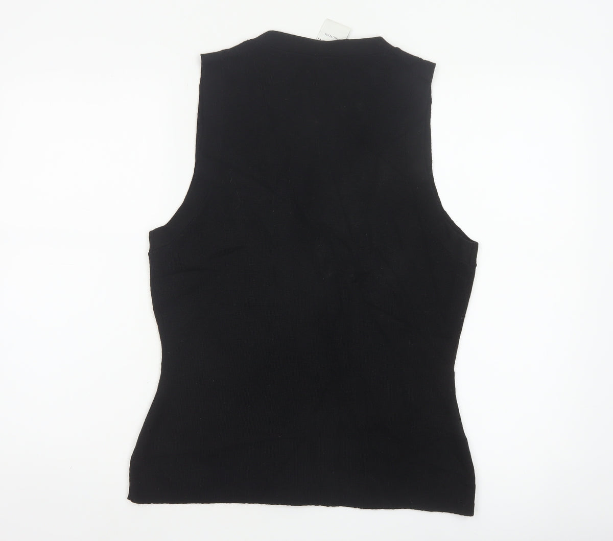 Brand and care label for Alexon Women Black S Petite Wool Blend Floral Knit Button Vest
