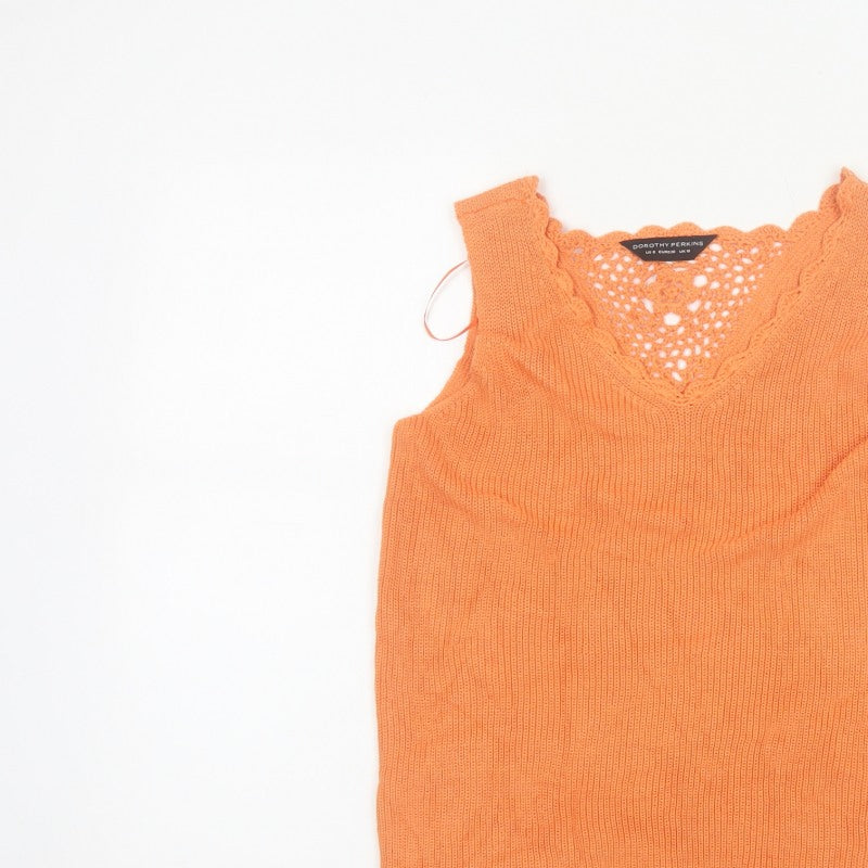Dorothy Perkins Women Orange UK 10 Crochet Knit Camisole Tank Top
