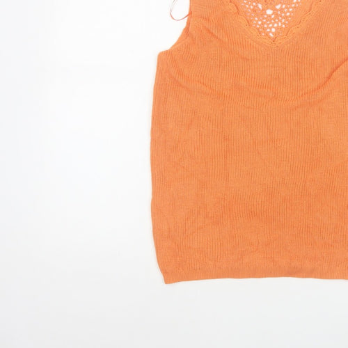Dorothy Perkins Women Orange UK 10 Crochet Knit Camisole Tank Top