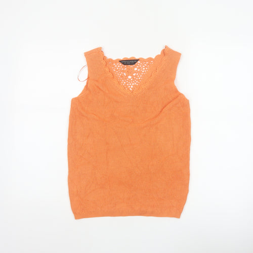 Dorothy Perkins Women Orange UK 10 Crochet Knit Camisole Tank Top