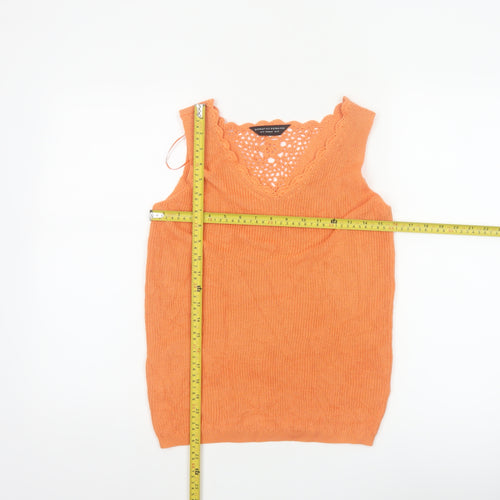 Dorothy Perkins Women Orange UK 10 Crochet Knit Camisole Tank Top