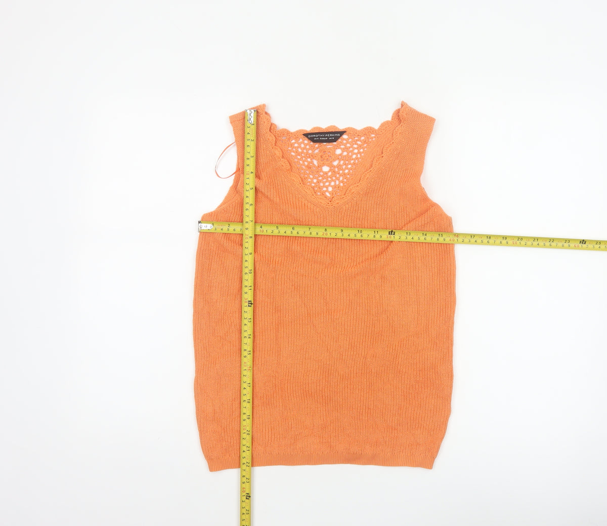 Dorothy Perkins Women Orange UK 10 Crochet Knit Camisole Tank Top