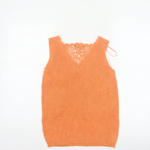 Dorothy Perkins Women Orange UK 10 Crochet Knit Camisole Tank Top