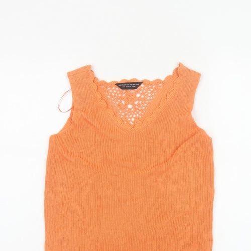 Dorothy Perkins Women Orange UK 10 Crochet Knit Camisole Tank Top
