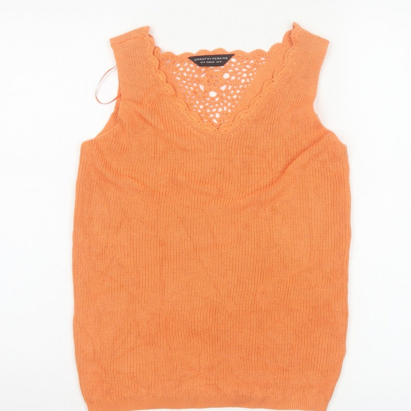 Dorothy Perkins Women Orange UK 10 Crochet Knit Camisole Tank Top