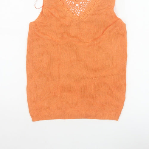 Dorothy Perkins Women Orange UK 10 Crochet Knit Camisole Tank Top