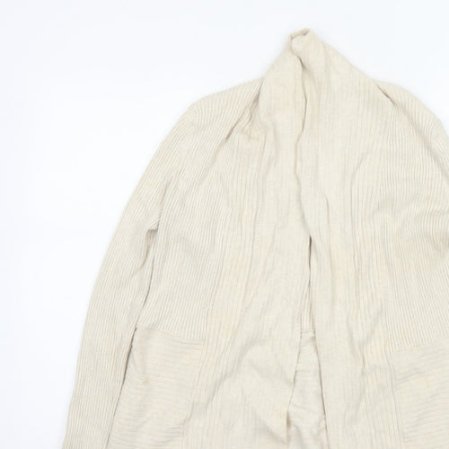 John Lewis Women Ivory Size 12 Open Cowl Neck Ribbed Cardigan