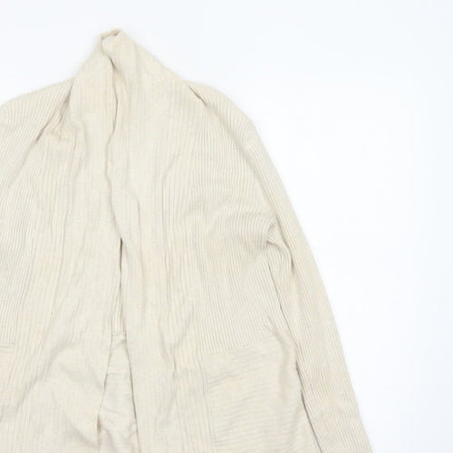 John Lewis Women Ivory Size 12 Open Cowl Neck Ribbed Cardigan