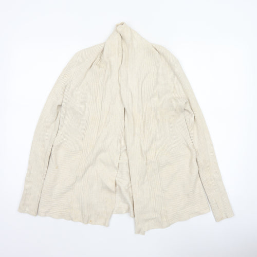 John Lewis Women Ivory Size 12 Open Cowl Neck Ribbed Cardigan
