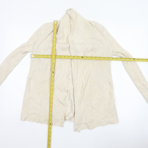 John Lewis Women Ivory Size 12 Open Cowl Neck Ribbed Cardigan