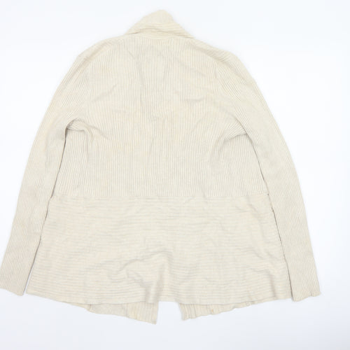 John Lewis Women Ivory Size 12 Open Cowl Neck Ribbed Cardigan