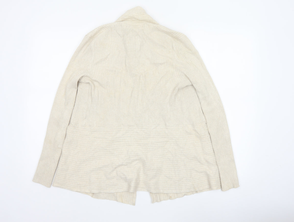 John Lewis Women Ivory Size 12 Open Cowl Neck Ribbed Cardigan