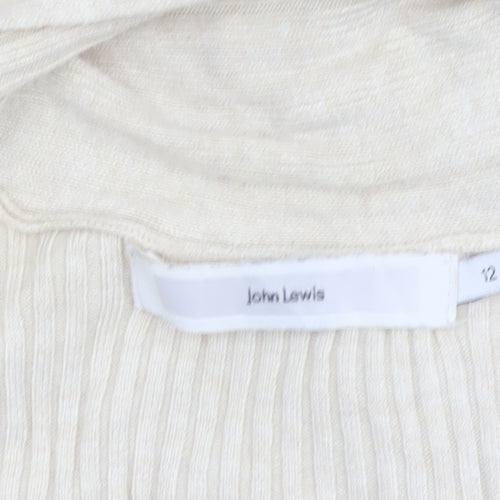 John Lewis Women Ivory Size 12 Open Cowl Neck Ribbed Cardigan