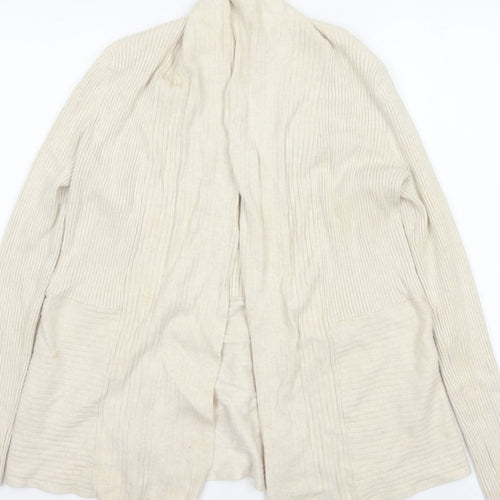 John Lewis Women Ivory Size 12 Open Cowl Neck Ribbed Cardigan