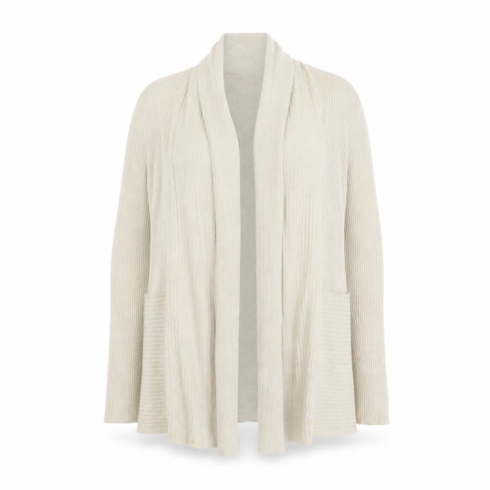 John Lewis Women Ivory Size 12 Open Cowl Neck Ribbed Cardigan