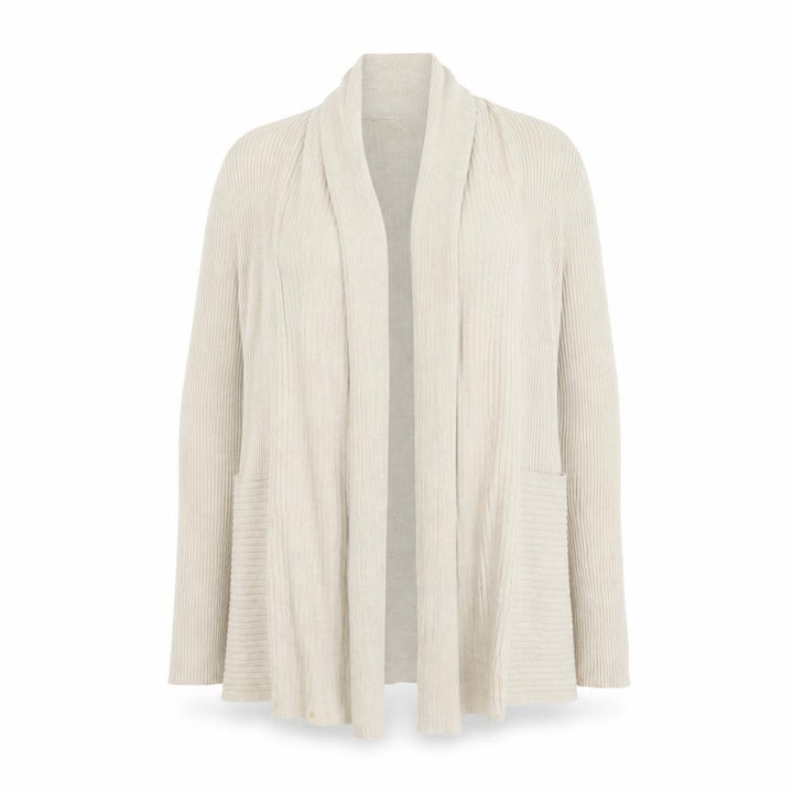 John Lewis Women Ivory Size 12 Open Cowl Neck Ribbed Cardigan