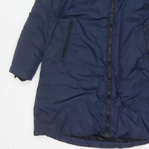 Save The Duck Women Blue M Long Hooded Puffer Coat
