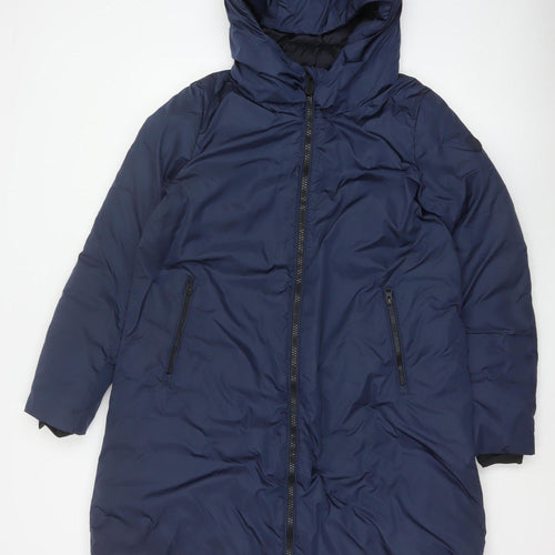 Save The Duck Women Blue M Long Hooded Puffer Coat