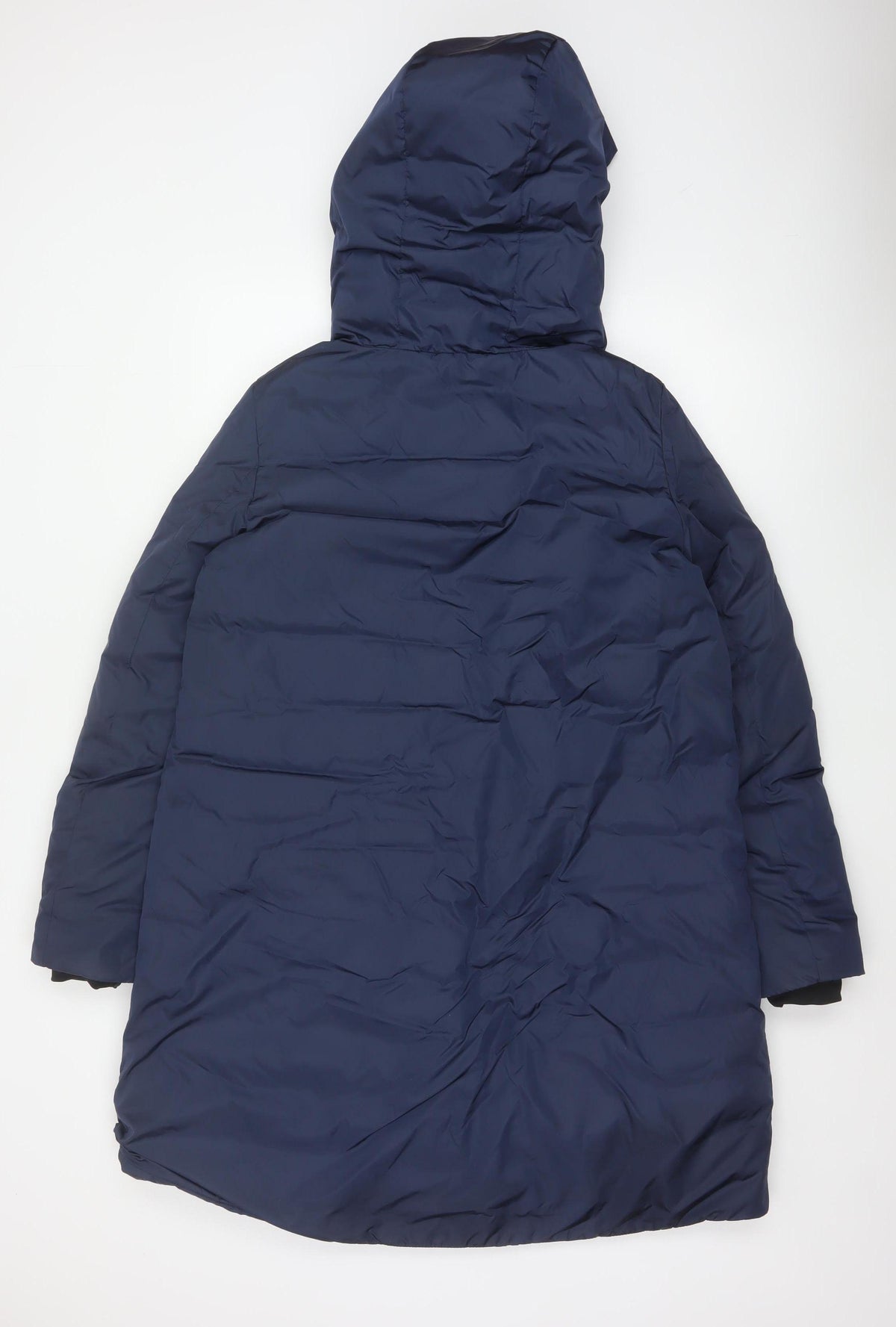 Save The Duck Women Blue M Long Hooded Puffer Coat