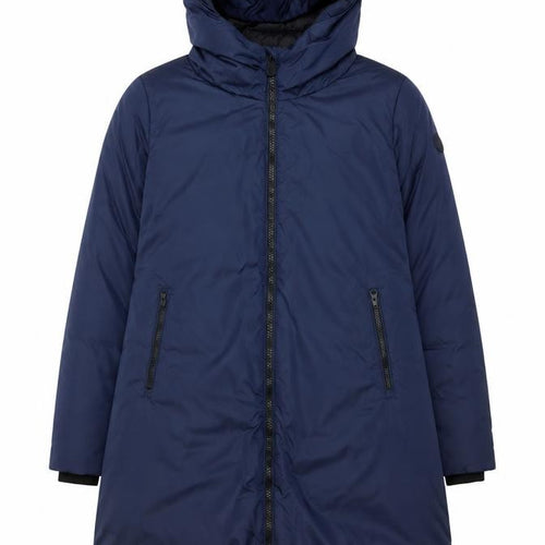 Save The Duck Women Blue M Long Hooded Puffer Coat